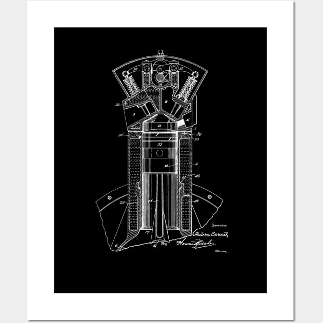 Internal Combustion Engine Vintage Patent Drawing Wall Art by TheYoungDesigns